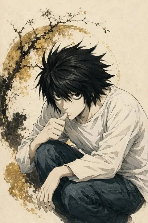 L (Lawliet) from Death Note — anime artwork on AniPins